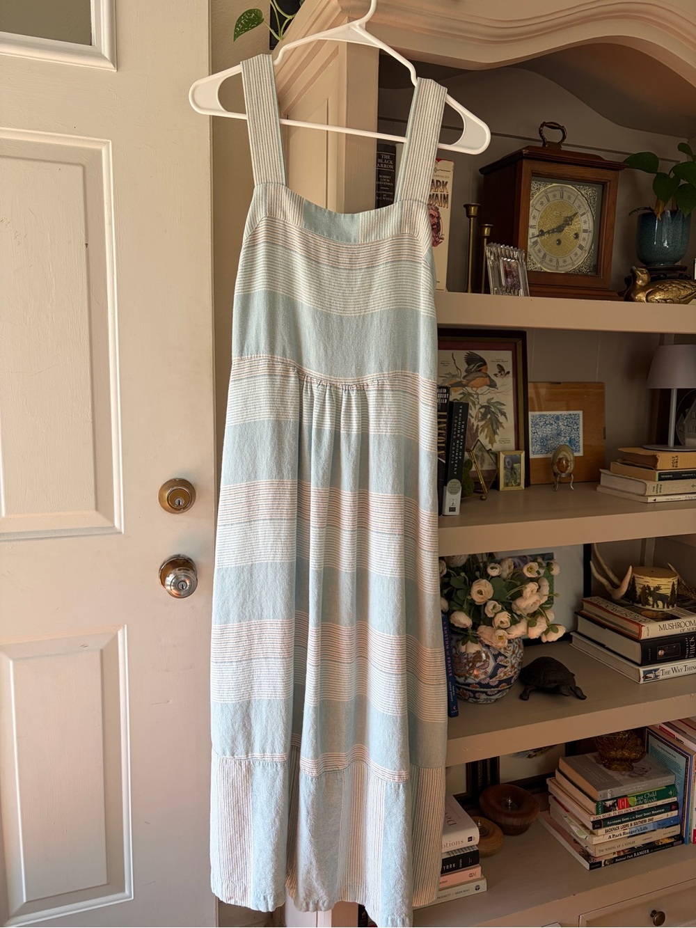 Patagonia Blue and White Garden Island Striped Midi Dress